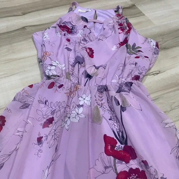 Maurices Purple Floral Fit & Flare Sleeveless Dress XS Spring -0262 - Picture 2 of 5